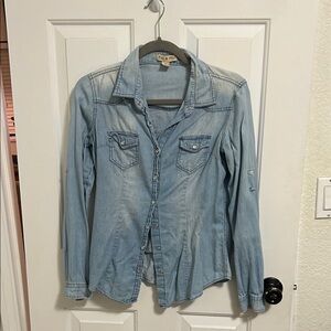 Fun & Flirt Light Blue Denim Shirt